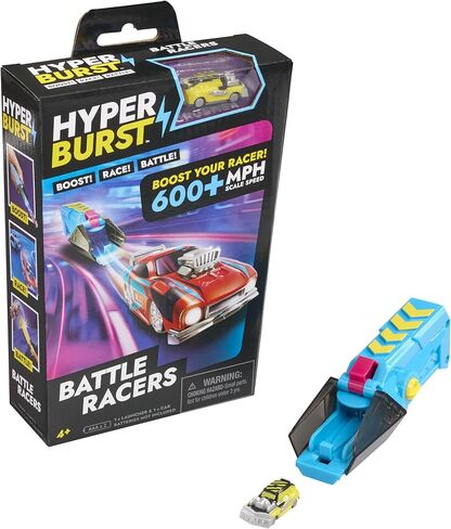 سيارة وقاذفة الكسارة الصفراء من Hyper Burst Battle Racers | أكثر من 600+ ميلا في الساعة مقياس السرعة! | سيارات السباق ذات الحجم الصغير وألعاب الحركة القتالية | للأعمار من 5 سنوات فما فوق in Kuwait