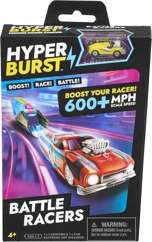 سيارة وقاذفة الكسارة الصفراء من Hyper Burst Battle Racers | أكثر من 600+ ميلا في الساعة مقياس السرعة! | سيارات السباق ذات الحجم الصغير وألعاب الحركة القتالية | للأعمار من 5 سنوات فما فوق in Kuwait