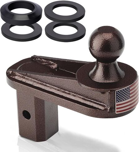 6" Offset Gooseneck Ball Hitch Extender, Square Base Gooseneck Ball, Extra Cab & Trailer Clearance for Short Bed Trucks, Heavy Duty Reinforcing Ribs Structure, 4PCS Anti-tilt PU Washer Included in Saudi Arabia