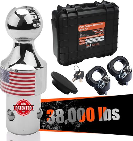 38K Anti-Theft Lock Gooseneck Hitch Kit for Ram 2500, Ram 3500 2013-2024 Puck System, Lockable 2-5/16’‘ Gooseneck Ball, Triple-Ball Retention, 2pcs Safety Chain Anchors, Upgraded Version of 60638 in Kuwait