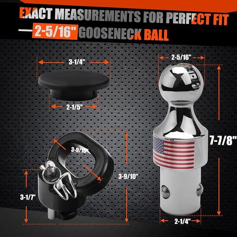 38K Anti-Theft Lock Gooseneck Hitch Kit for Ram 2500, Ram 3500 2013-2024 Puck System, Lockable 2-5/16’‘ Gooseneck Ball, Triple-Ball Retention, 2pcs Safety Chain Anchors, Upgraded Version of 60638 in Kuwait