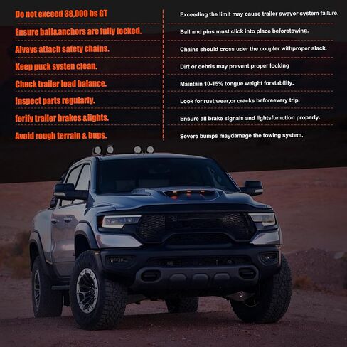 38K Anti-Theft Lock Gooseneck Hitch Kit for Ram 2500, Ram 3500 2013-2024 Puck System, Lockable 2-5/16’‘ Gooseneck Ball, Triple-Ball Retention, 2pcs Safety Chain Anchors, Upgraded Version of 60638 in Kuwait