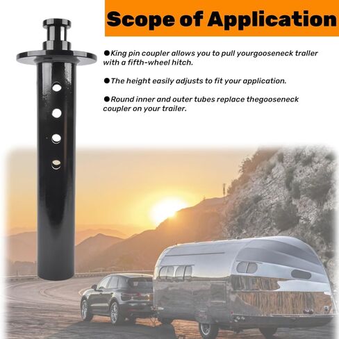 5th Wheel to Gooseneck Adapter with 2" Kingpin, Rated 30,000 lbs, Fit for Semi-Tractor with 4" Round Tube Mustrod in Kuwait