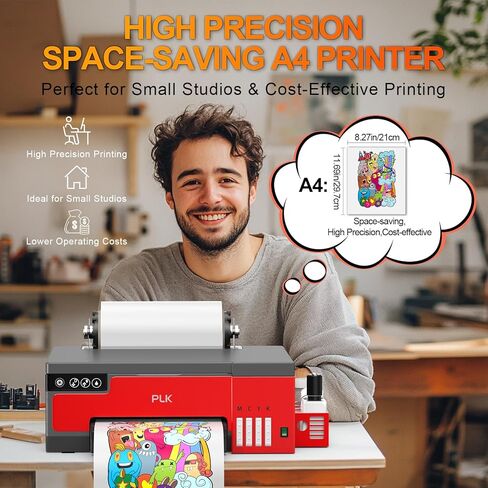 طابعة PLK A4 DTF مع رأس طباعة XP600، وحدة تغذية الورق واللفائف، قاطعة أفلام مدمجة، ترقية آلة الطابعة L8058 DTF مع نظام تحريك الحبر الأبيض، نقل 100% للطباعة بنفسك مع حزمة الفرن in Kuwait