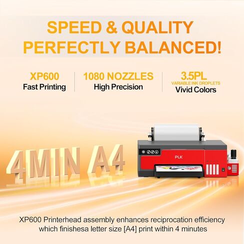 طابعة PLK A4 DTF مع رأس طباعة XP600، وحدة تغذية الورق واللفائف، قاطعة أفلام مدمجة، ترقية آلة الطابعة L8058 DTF مع نظام تحريك الحبر الأبيض، نقل 100% للطباعة بنفسك مع حزمة الفرن in Kuwait
