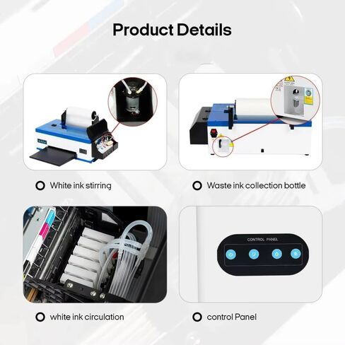 PUNEHOD A3 R1390 DTF Printer, Direct to Film Machine, White Ink Circulation System, Roller and Sheets Feeder, Compatible with Multiple Materials, Custom Clothing Printing (13" Width Printer) in Kuwait