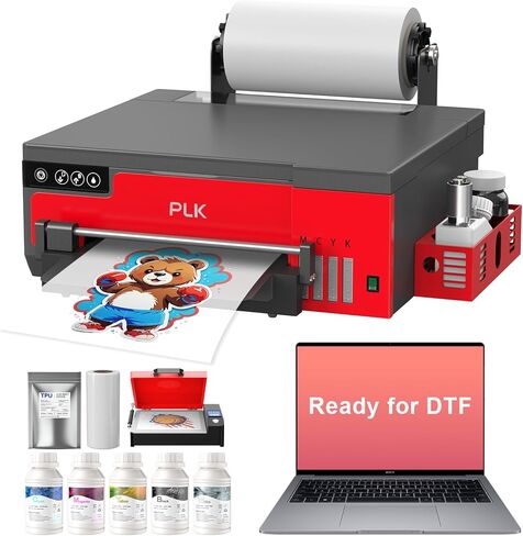 PLK A4 DTF Printer with XP600 Printhead, Sheet and Roll Feeder, Built-in Film Cutter, Upgrade L8058 DTF Printer Machine with White Ink Stirring System 100% Transfer for DIY Printing with Oven Bundle in Kuwait
