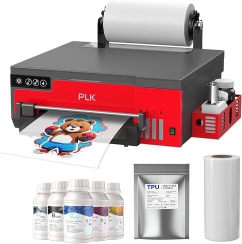 طابعة PLK A4 DTF مع رأس طباعة XP600، وحدة تغذية الورق واللفائف، قاطعة أفلام مدمجة، ترقية آلة الطابعة L8058 DTF مع نظام تحريك الحبر الأبيض، نقل 100% للطباعة بنفسك مع حزمة الفرن in Kuwait