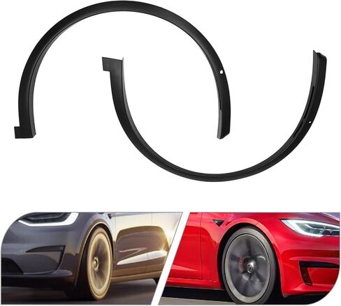 زخارف قولبة لعجلة الحاجز الأمامية اليسرى واليمنى متوافقة مع طراز Tesla X 2016-2021 باللون الأسود زوج واحد in Kuwait