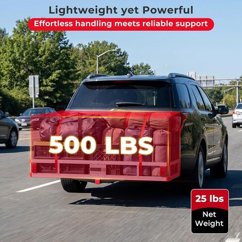 Aluminum Cargo Carrier, Hitch Mount Luggage Basket with 9" High Side Rails, 5/8" Pin, Straps & Reflectors, Heavy Duty Cargo Basket Fits 2" Receiver for SUV & Truck, 500 lbs Capacity in Kuwait