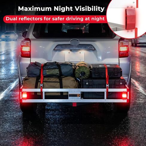 Aluminum Cargo Carrier, Hitch Mount Luggage Basket with 9" High Side Rails, 5/8" Pin, Straps & Reflectors, Heavy Duty Cargo Basket Fits 2" Receiver for SUV & Truck, 500 lbs Capacity in Kuwait