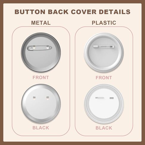 200 Sets 58mm/2.28 inch Button Supplies Button Parts for Buttons Maker Machine, 100 Pcs Plastic Backing Pins & 100 Pcs Iron Backing Pins, Including Metal Covers, Clear Films & Blank Papers in Kuwait