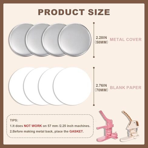 200 Sets 58mm/2.28 inch Button Supplies Button Parts for Buttons Maker Machine, 100 Pcs Plastic Backing Pins & 100 Pcs Iron Backing Pins, Including Metal Covers, Clear Films & Blank Papers in Kuwait