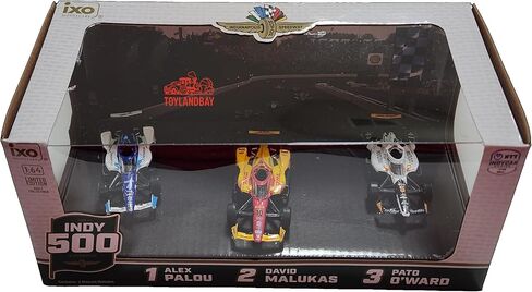 مجموعة IXO 2025 500 Podium 3-Car Victory Row Collectors Palou Malukas O'Ward بمقياس 1:64 نموذج دييكاست IND64030 11613 للبالغين قابل للجمع in Kuwait
