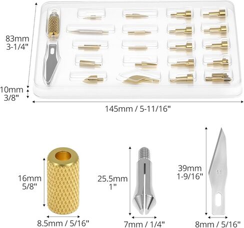 QWORK Pyrography Wood Burning Tips – 23Pcs Multifunctional Copper Crafting Set for Wood, Leather, and Cork Engraving in Kuwait
