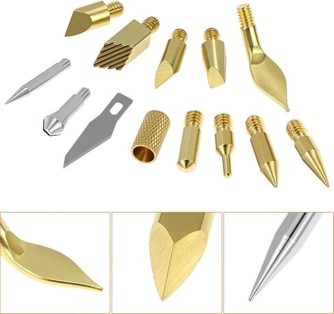 QWORK Pyrography Wood Burning Tips – 23Pcs Multifunctional Copper Crafting Set for Wood, Leather, and Cork Engraving in Kuwait
