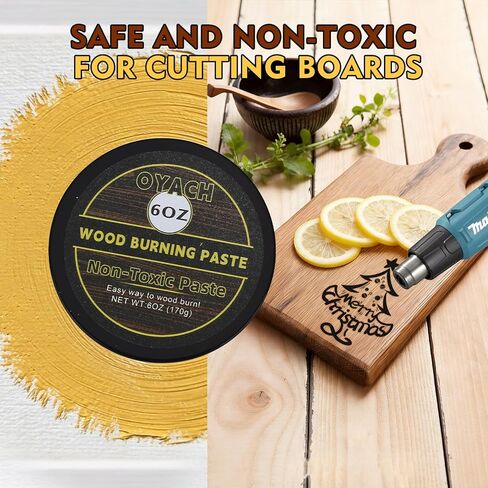 OYACH 6oz Wood Burning Paste Gel for Heat Gun,Scorch Burn Marker Tool,Wooden Burn Heat Painting with Squeegee &Test Stencil for DIY Wooden Crafts,Stencil Burning for Beginner Adult(Wood not Included) in Kuwait