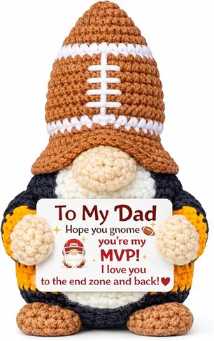 MUTUALUS Dad Gifts for Fathers Day - Funny Cute Handmade Crochet Football Gnome Gift for Father Papa from Daughter Son, Father’s Day Birthday Easter Christmas Presents to My Dad You're My MVP in Kuwait