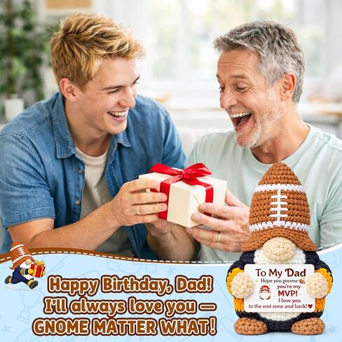 MUTUALUS Dad Gifts for Fathers Day - Funny Cute Handmade Crochet Football Gnome Gift for Father Papa from Daughter Son, Father’s Day Birthday Easter Christmas Presents to My Dad You're My MVP in Kuwait