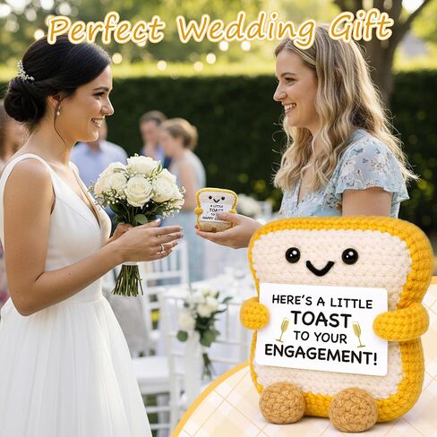 Engagement Gifts for Couples Women Men Her Him, Valentines Day Engaged Gifts for Best Friend Sister Coworker, Bridal Shower Wedding Gift for Newly Engaged, Funny Handmade Crochet Toast in Kuwait