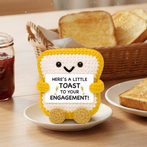 Engagement Gifts for Couples Women Men Her Him, Valentines Day Engaged Gifts for Best Friend Sister Coworker, Bridal Shower Wedding Gift for Newly Engaged, Funny Handmade Crochet Toast in Kuwait