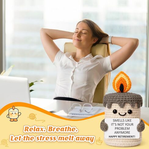Retirement Gifts for Women Men 2026, Happy Retirement Going Away Farewell Gifts for Coworker Teacher Boss Nurse Retirees, Novelty Retired Presents for Her Him - Funny Crochet Candle Decor in Kuwait