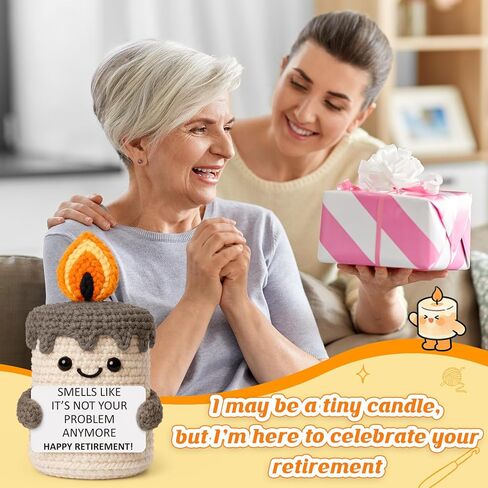 Retirement Gifts for Women Men 2026, Happy Retirement Going Away Farewell Gifts for Coworker Teacher Boss Nurse Retirees, Novelty Retired Presents for Her Him - Funny Crochet Candle Decor in Kuwait
