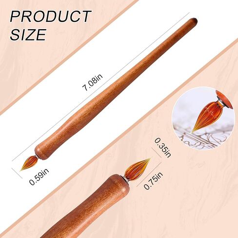 Wooden Handmade Glass Dip Pen Glass Calligraphy Pen for Writing Painting Signing Calligraphy in Kuwait
