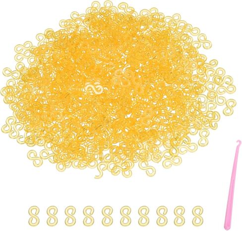 MECCANIXITY S Clips for Loom Bracelets, Rubber Band Bracelet Clip Clear Plastic Connectors Refills Kit with Pink Crochet Hook for Loom Bracelets Making DIY(Mixing Colors/White, Pack of 1000) in Kuwait