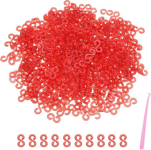 MECCANIXITY S Clips for Loom Bracelets, Rubber Band Bracelet Clip Clear Plastic Connectors Refills Kit with Pink Crochet Hook for Loom Bracelets Making DIY(Mixing Colors/White, Pack of 1000) in Saudi Arabia