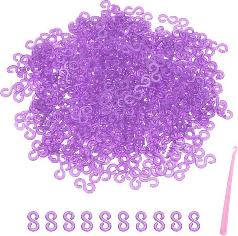 MECCANIXITY S Clips for Loom Bracelets, Rubber Band Bracelet Clip Clear Plastic Connectors Refills Kit with Pink Crochet Hook for Loom Bracelets Making DIY(Mixing Colors/White, Pack of 1000) in Saudi Arabia