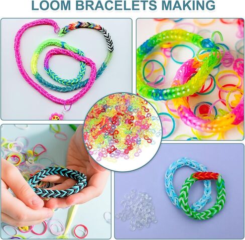 MECCANIXITY S Clips for Loom Bracelets, Rubber Band Bracelet Clip Clear Plastic Connectors Refills Kit with Pink Crochet Hook for Loom Bracelets Making DIY(Mixing Colors/White, Pack of 1000) in Saudi Arabia