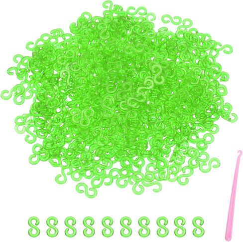 MECCANIXITY S Clips for Loom Bracelets, Rubber Band Bracelet Clip Clear Plastic Connectors Refills Kit with Pink Crochet Hook for Loom Bracelets Making DIY(Mixing Colors/White, Pack of 1000) in Saudi Arabia
