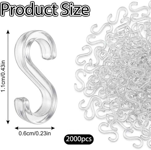 SULIKJHUI 2000 Pcs 0.43x0.23 Inch Clear S Clips for Loom Bracelets, Plastic Bracelet Clips & Connectors, DIY Jewelry Making Supplies for Kids & Adults in Kuwait