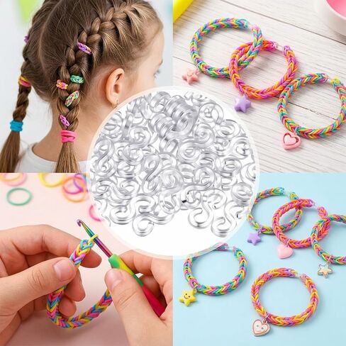 SULIKJHUI 2000 Pcs 0.43x0.23 Inch Clear S Clips for Loom Bracelets, Plastic Bracelet Clips & Connectors, DIY Jewelry Making Supplies for Kids & Adults in Kuwait