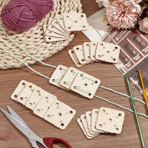 24 pcs 1.8 Inch Square Wooden Weaving Cards with 5 Holes, Tablet Weaving Loom Supplies & Tools for Inkle Loom, Handmade Knitting DIY Craft Projects in Kuwait