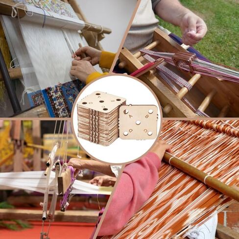 24 pcs 1.8 Inch Square Wooden Weaving Cards with 5 Holes, Tablet Weaving Loom Supplies & Tools for Inkle Loom, Handmade Knitting DIY Craft Projects in Kuwait
