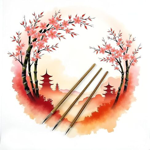 3Pcs Chinese Weasel Hair Hookline Pens for Watercolor Drawing, Small Medium Large Sizes in Kuwait