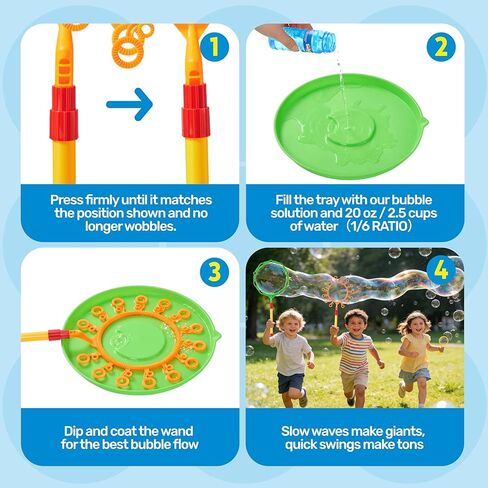SYNCFUN Giant Bubble Wands Set Bulk with Bubble Solution for Kids Summer Outdoor Toy Game Activity Party Favors, 8 Pcs Giant Bubble Maker with Tray, 20.5" Large Wand Set for Boys Girls Kids in Kuwait