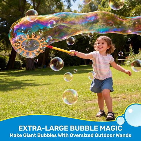 SYNCFUN Giant Bubble Wands Set Bulk with Bubble Solution for Kids Summer Outdoor Toy Game Activity Party Favors, 8 Pcs Giant Bubble Maker with Tray, 20.5" Large Wand Set for Boys Girls Kids in Kuwait