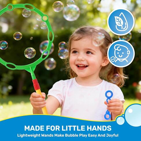 SYNCFUN Giant Bubble Wands Set Bulk with Bubble Solution for Kids Summer Outdoor Toy Game Activity Party Favors, 8 Pcs Giant Bubble Maker with Tray, 20.5" Large Wand Set for Boys Girls Kids in Kuwait