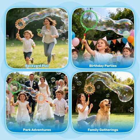SYNCFUN Giant Bubble Wands Set Bulk with Bubble Solution for Kids Summer Outdoor Toy Game Activity Party Favors, 8 Pcs Giant Bubble Maker with Tray, 20.5" Large Wand Set for Boys Girls Kids in Kuwait