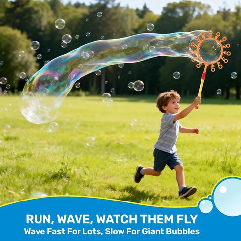 SYNCFUN Giant Bubble Wands Set Bulk with Bubble Solution for Kids Summer Outdoor Toy Game Activity Party Favors, 8 Pcs Giant Bubble Maker with Tray, 20.5" Large Wand Set for Boys Girls Kids in Kuwait