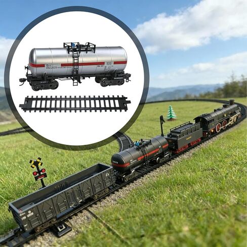 1:75 Train Accessories Model with Track Display Home Decor Present Collection Railway Train Set Simulation Toy for Birthday, Silver in Kuwait