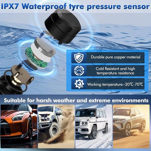 Tire Pressure Monitoring System RV Tire Pressure Monitoring System (TPMS) - Solar Solar TPMS with 4 External sensors 6 Alarm Mode Real-Time Display for Trailers Campers RVs MPV RV Truck in Kuwait
