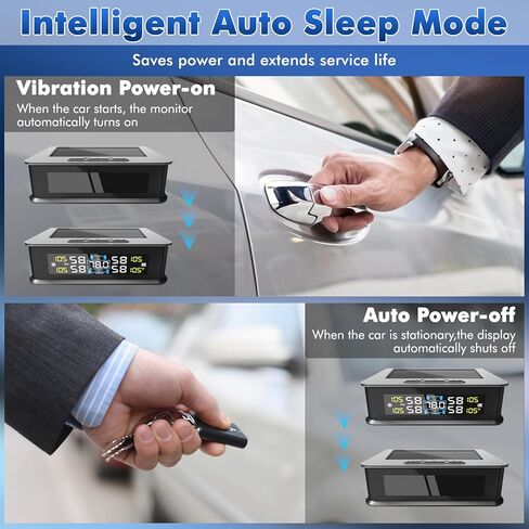 Tire Pressure Monitoring System RV Tire Pressure Monitoring System (TPMS) - Solar Solar TPMS with 4 External sensors 6 Alarm Mode Real-Time Display for Trailers Campers RVs MPV RV Truck in Kuwait