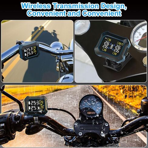 نظام مراقبة ضغط إطارات الدراجات النارية من OBEST، TPMS لاسلكي مع أجهزة استشعار قابلة لإعادة الشحن، شاشة مقاومة للماء 1.5 بوصة، تحقق من ضغط الإطارات أثناء الركوب، 2 أجهزة استشعار خارجية in Kuwait