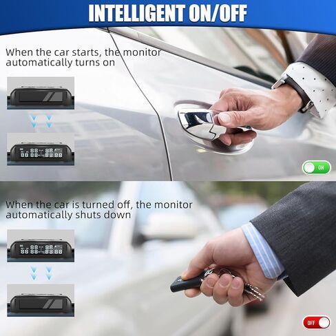 Tire Pressure Monitoring System,TPMS Tire Monitoring System with 6 Tire External Sensors & 6 Alarm Modes,LCD Display, Auto Sleep Mode,Solar-Powered TPMS for RV Trailer Truck Off Road Pickup(0-144 PSI) in Kuwait