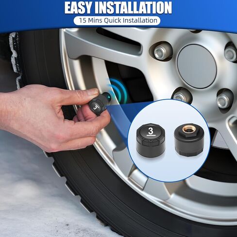 Tire Pressure Monitoring System,TPMS Tire Monitoring System with 6 Tire External Sensors & 6 Alarm Modes,LCD Display, Auto Sleep Mode,Solar-Powered TPMS for RV Trailer Truck Off Road Pickup(0-144 PSI) in Kuwait
