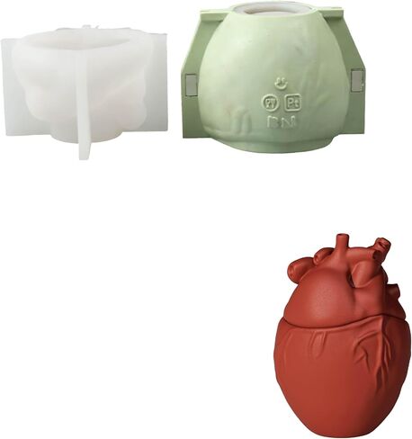 Sculpted Heart Candle Jar Silicone Mold,Candle Making Molds, Candle Vessels Silicone Moulds for Concrete Cement Gifts in Kuwait